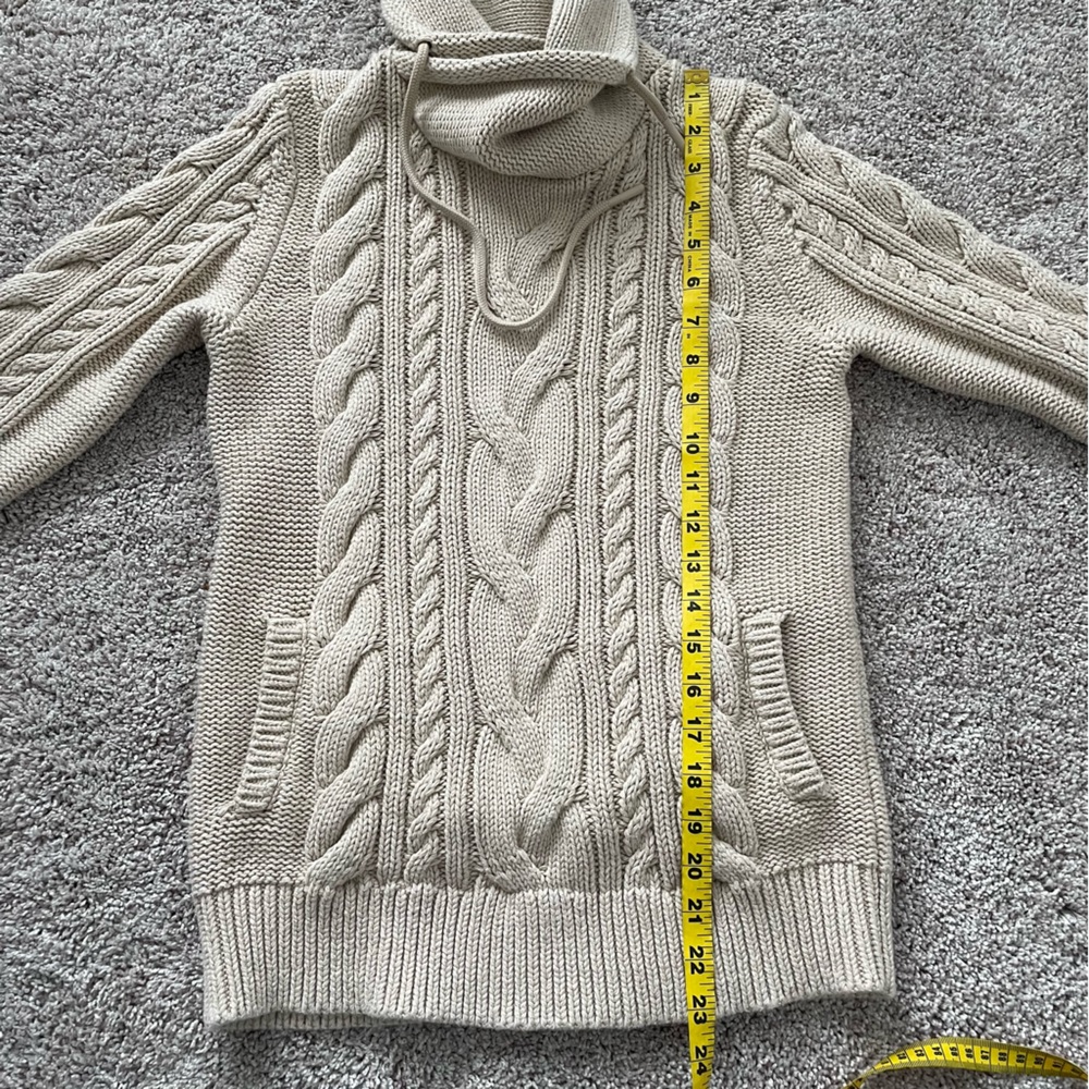 L.L. Bean Beige Cable Knit Turtleneck Sweater - Picture 13 of 15